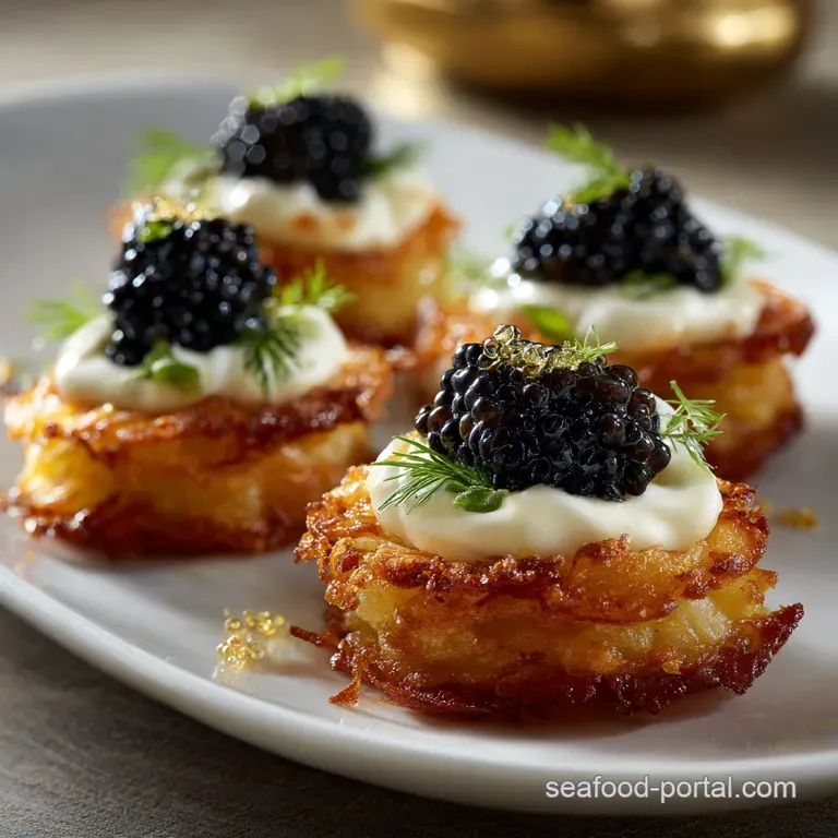 Caviar Service: Crisp Potato Galettes with Cr&egrave;me Fra&icirc;che