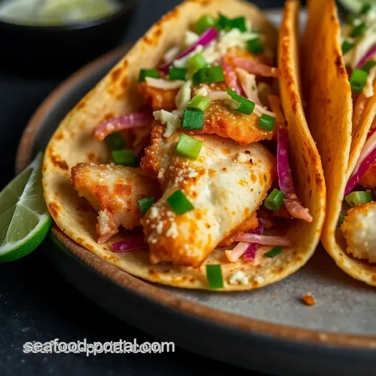 Crispy Baja-Style Fish Tacos with Tangy Lime Slaw presentation