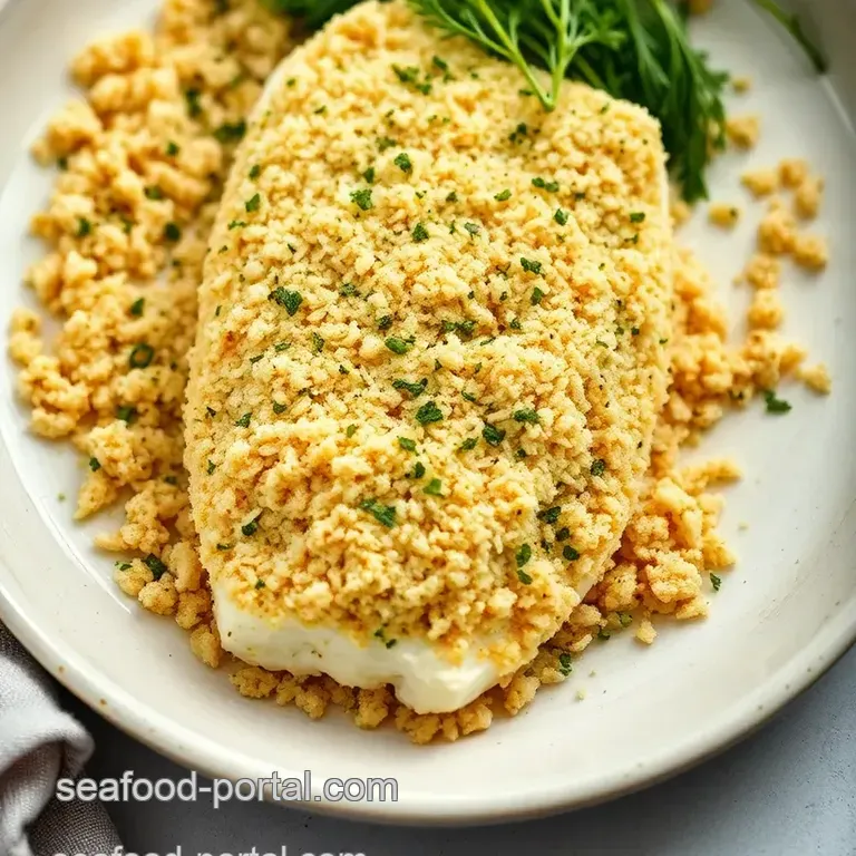 Crispy Baked Crusted Cod with a Zesty Herb Topping presentation