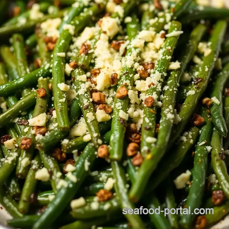 Crispy Baked Green Beans with Parmesan and Garlic presentation
