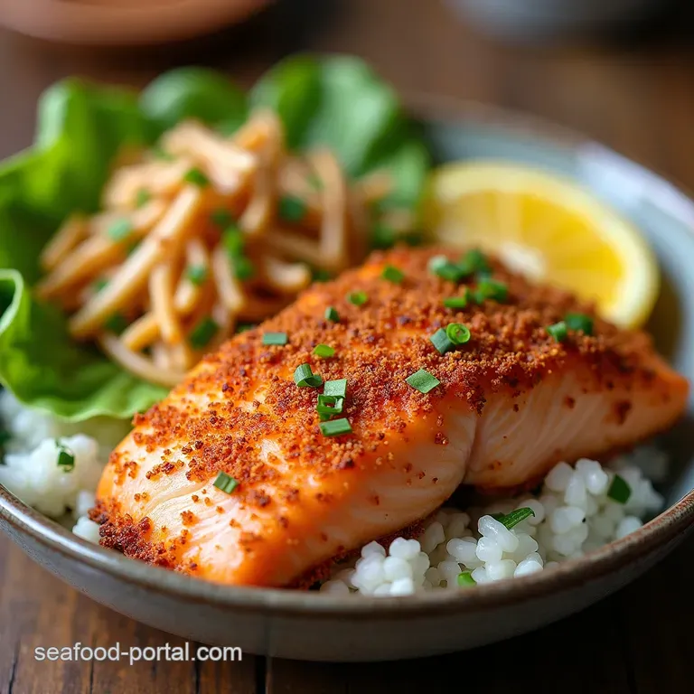 Firecracker Flakes Crispy Baked Bang Bang Salmon Rice Bowls with Quick Slaw