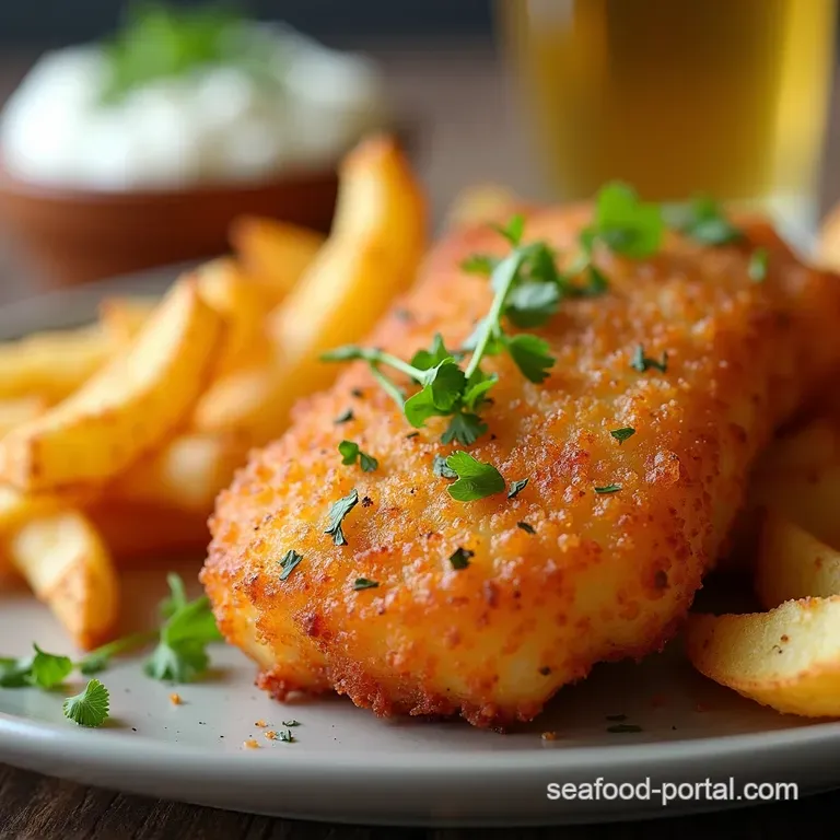 Crispy BeerBattered Cod with Chunky Tartare Chips