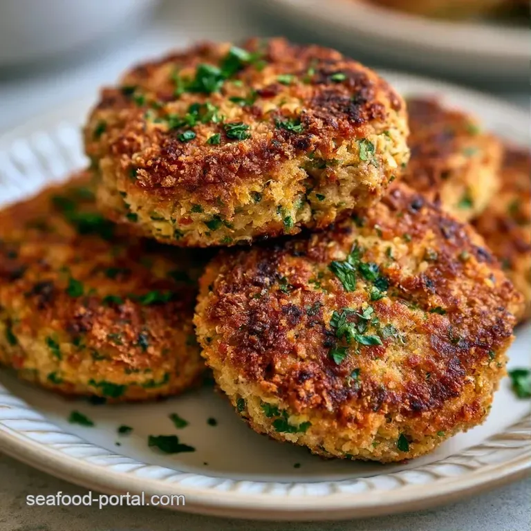 Three crispy golden cakes elegantly plated with a bright lemon wedge and fresh parsley on a white ceramic dish.