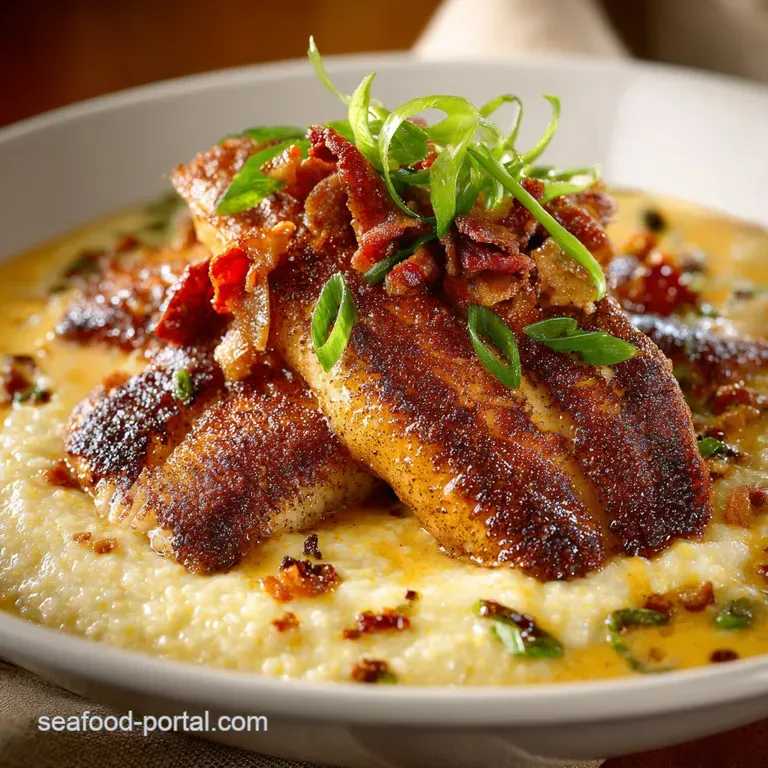 Catfish and Grits: Crispy Fish Creamy Cheddar Grits