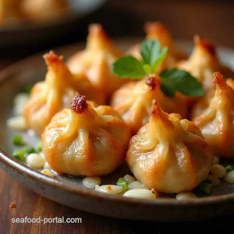 GoldenBottomed Chicken Dumplings Juicy Filling Ultimate Crisp presentation