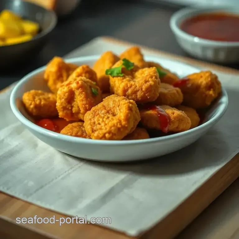 Crispy Chicken Nuggets with Savory Sauce presentation
