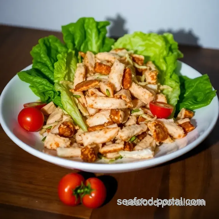 Crispy Chicken Salad with Tangy Dressing presentation