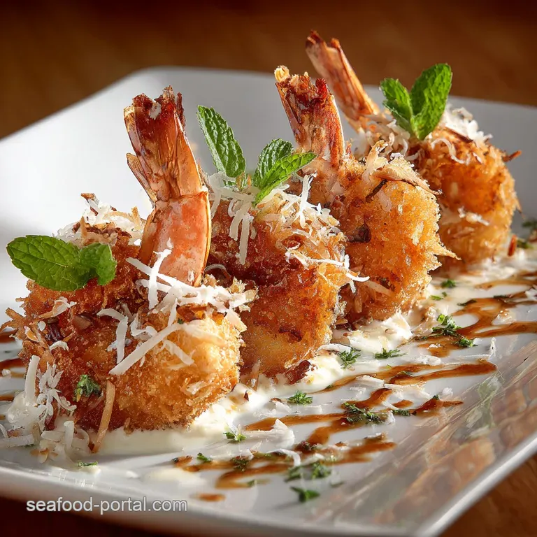 Coconut Shrimp Crispy Tropical Prawns with Zesty Mango Dipping Sauce presentation