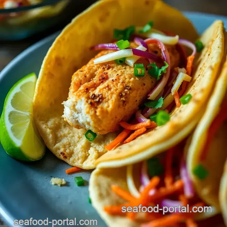 Crispy Cod Tacos with Spicy Slaw presentation
