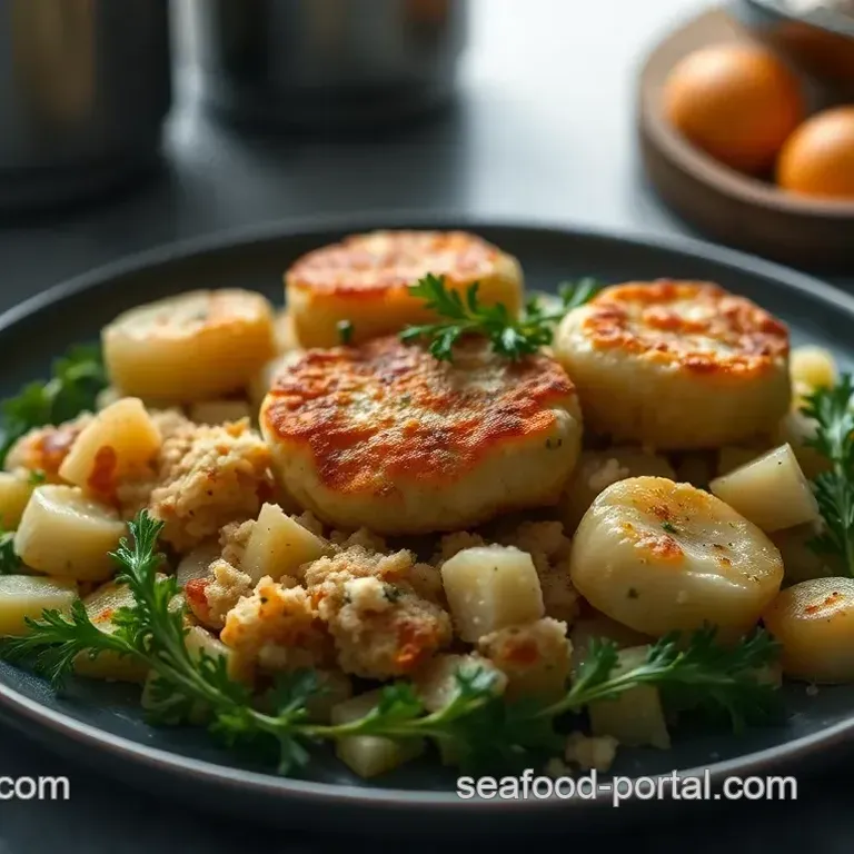 Crispy Fishcakes with Tender Scallops Stir Fry