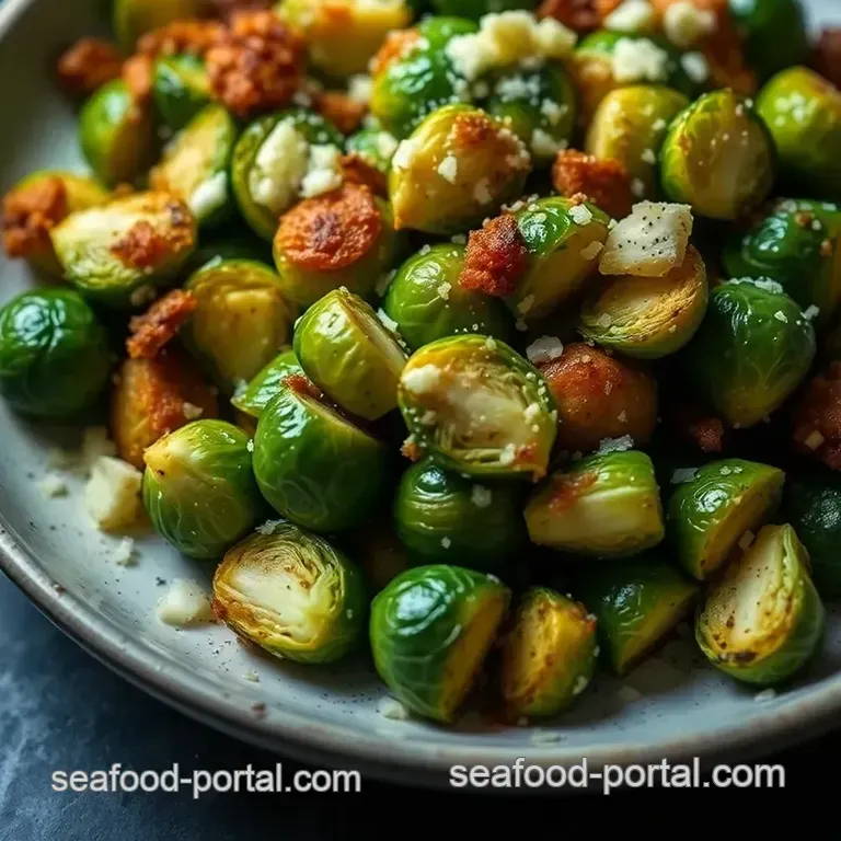 Crispy Fried Brussels Sprouts with Garlic and Parmesan presentation