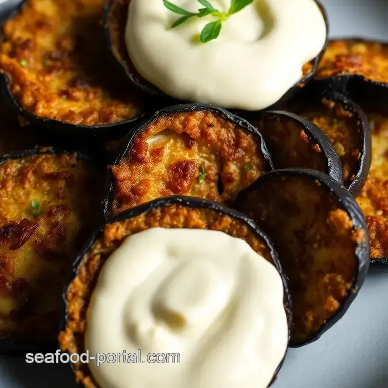 Crispy Fried Eggplant Medallions with Lemon-Garlic Aioli presentation
