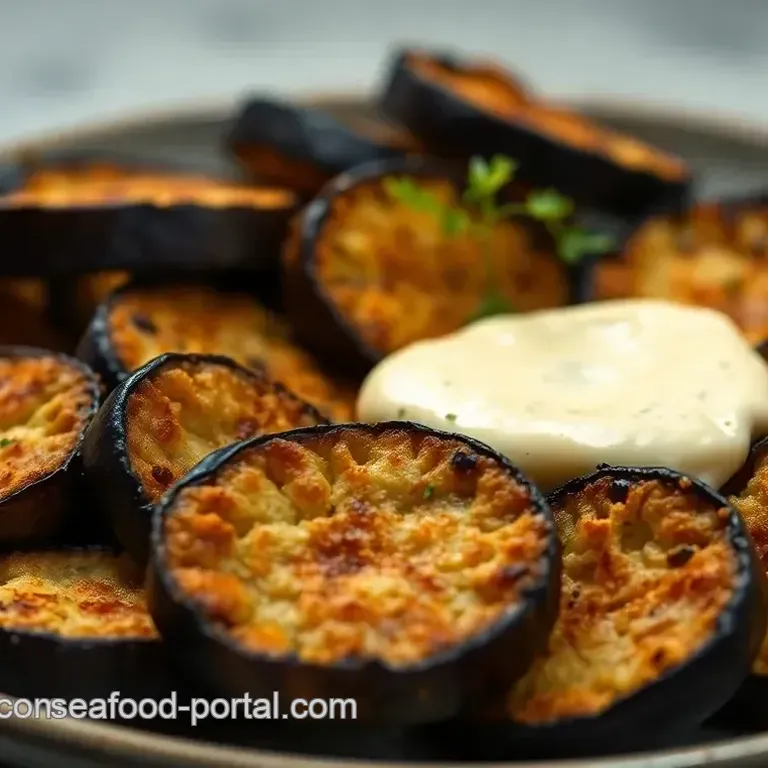 Crispy Fried Eggplant Medallions with Lemon-Garlic Aioli