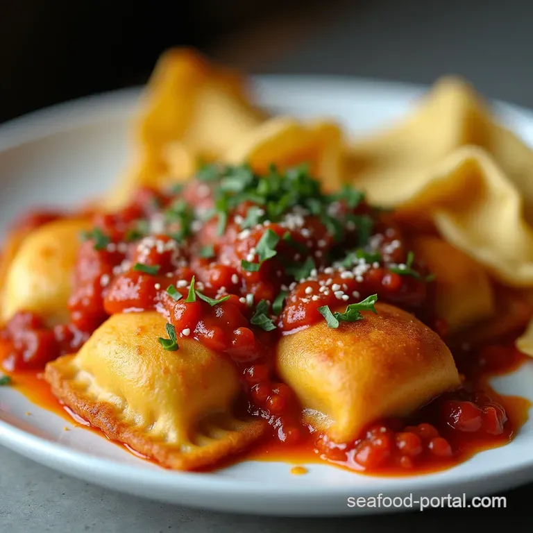 Pub Grub Perfection Crispy Golden Fried Ravioli with a Zesty Homemade Marinara
