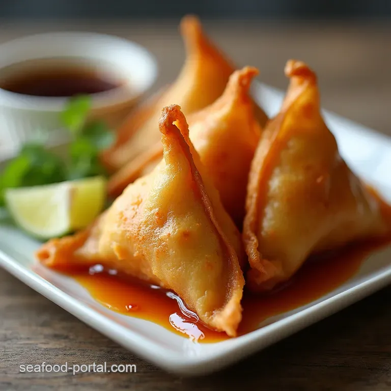 Golden Shard Crispy Fried Wontons with Zesty GingerSoy Dipping Sauce