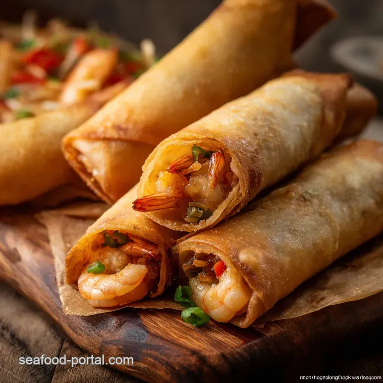 Shrimp Lumpia: Crispy Golden Spring Rolls (Filipino Style Recipe) presentation