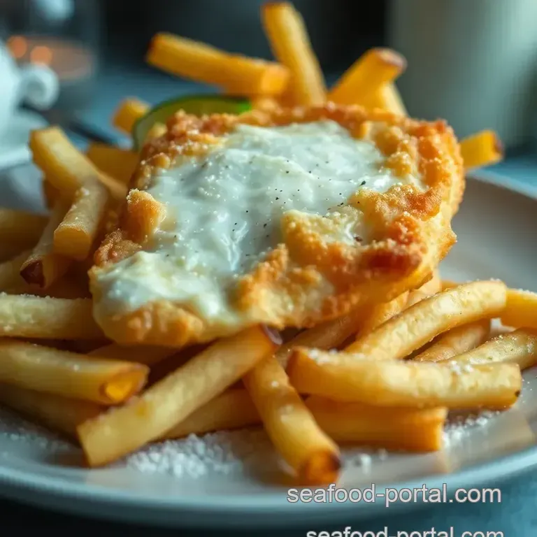 Crispy Halibut Fish and Chips: A Classic British Delight presentation