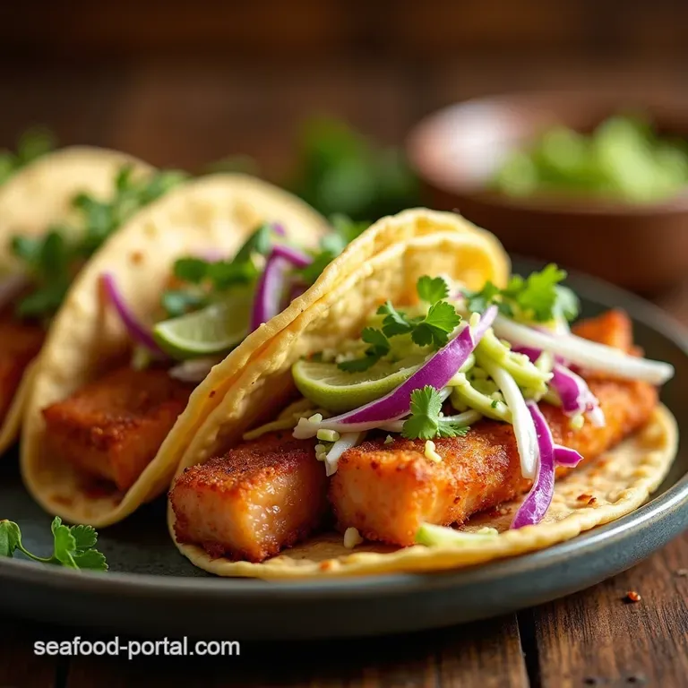 Crunch Time NextLevel Crispy Salmon Tacos with Zesty Lime Slaw presentation