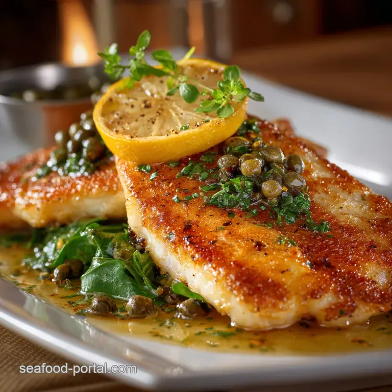 Panseared Flounder with Zesty Lemon-Caper Sauce (Ready in 18 Minutes) presentation