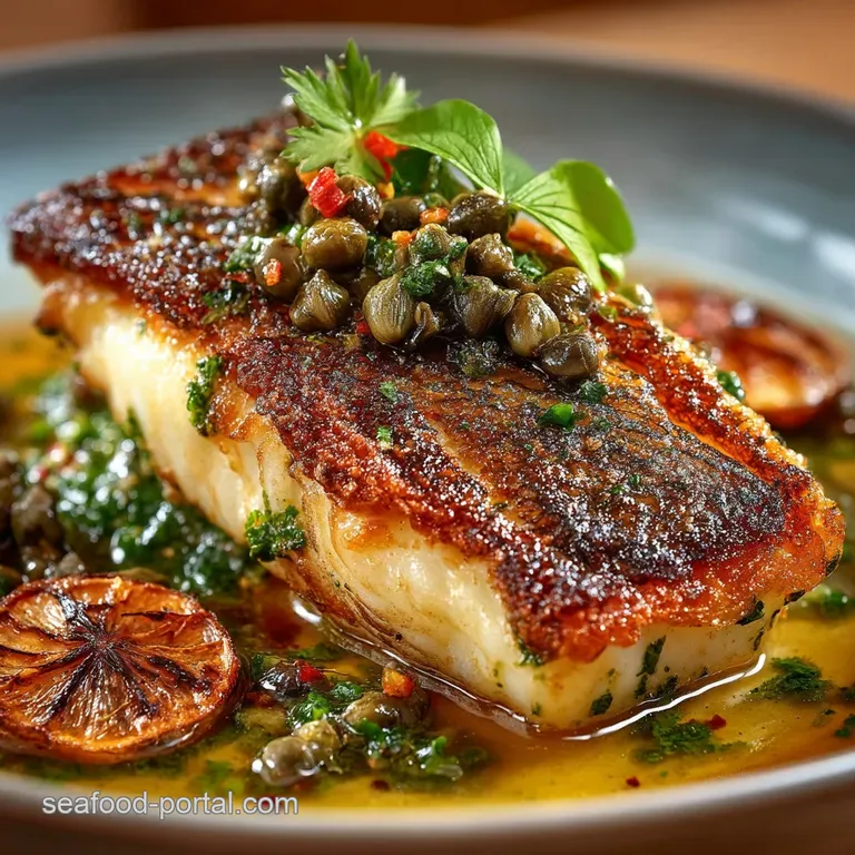 Crispyskinned Sea Bream with Lemon Capers and Brown Butter Hazelnut Dressing presentation