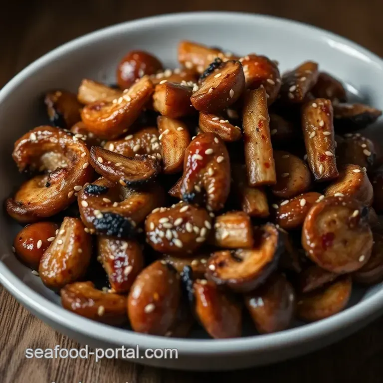 Crispy Sesame Mushroom Stalks presentation