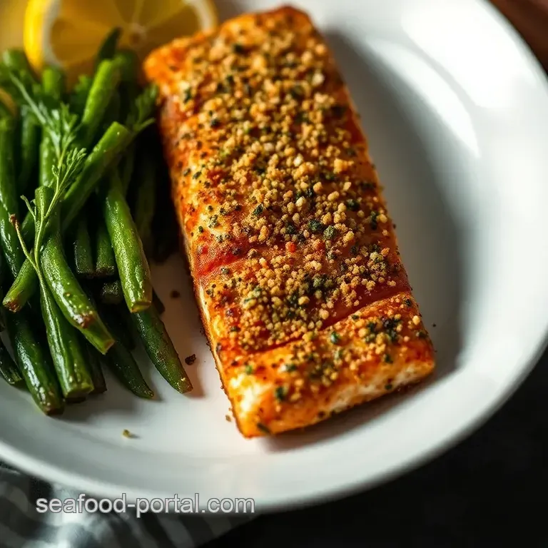 Crispy Skin Salmon with Lemon-Herb Crust presentation