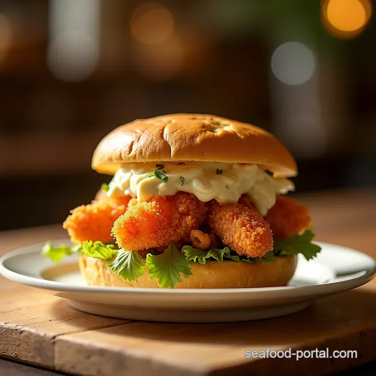 The Proper Prawn Crispy Soft Shell Crab Sandwich with LemonChive Remoulade presentation