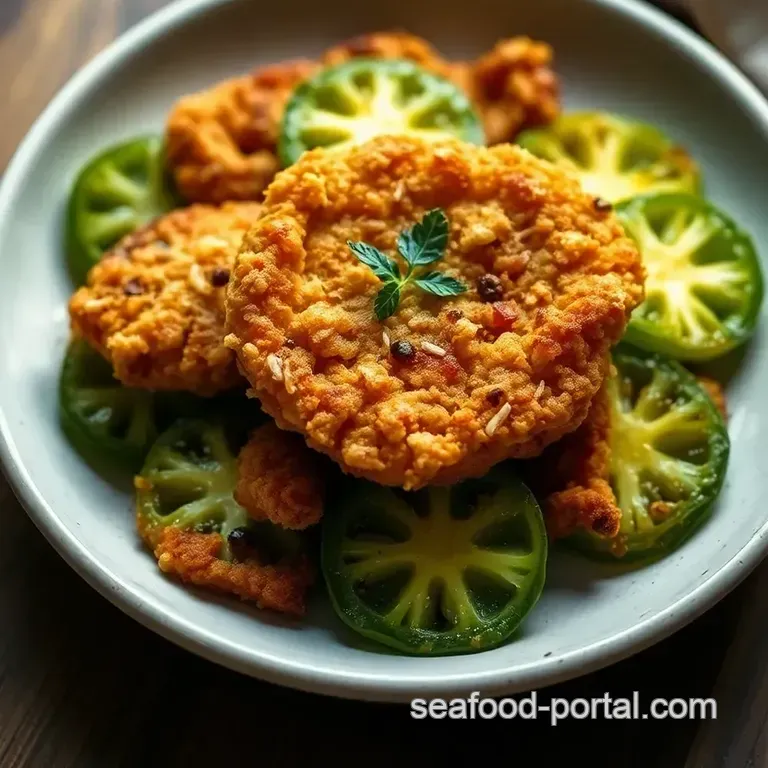Crispy Southern Fried Green Tomatoes with Tangy Remoulade presentation