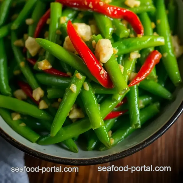 Crispy Stir-Fried Snow Peas with Garlic and Ginger presentation