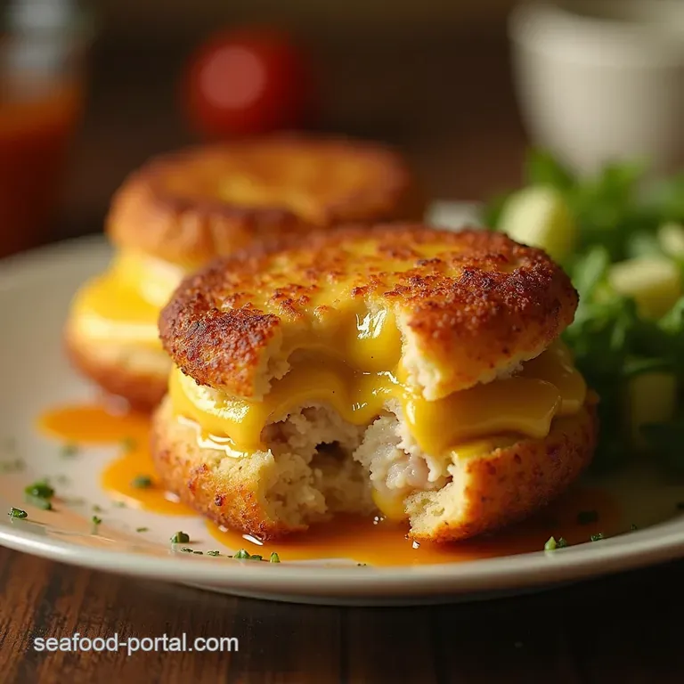 Golden Gooey The Ultimate Crispy Tuna Melt Patties presentation