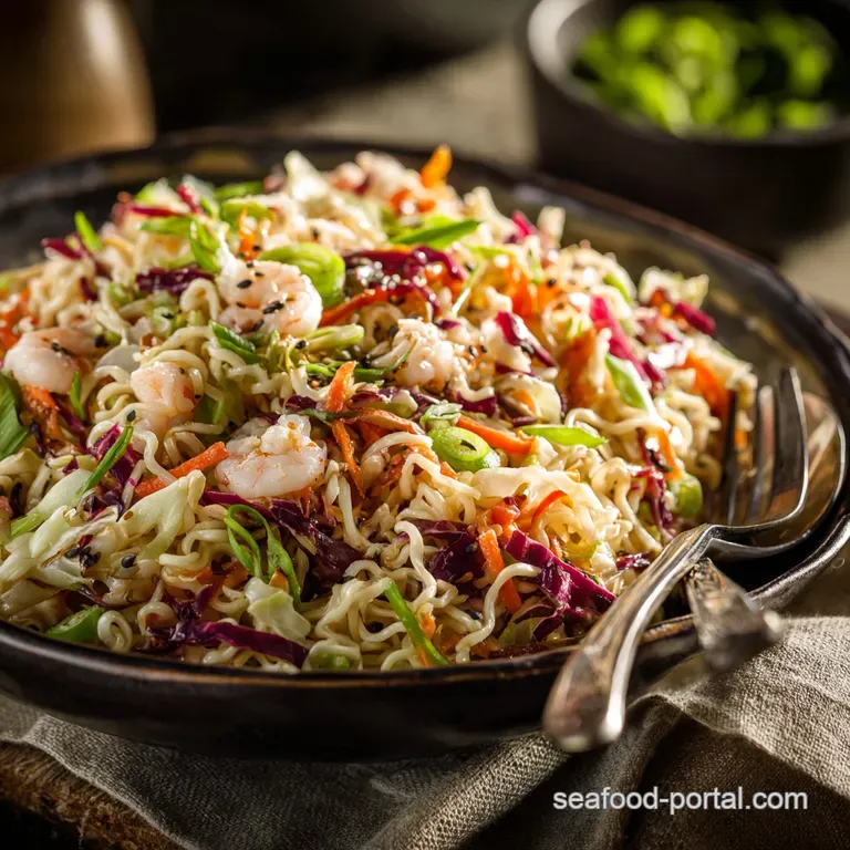 Ramen Noodle Salad: the Easiest Recipe for Crunchy Asian Slaw presentation