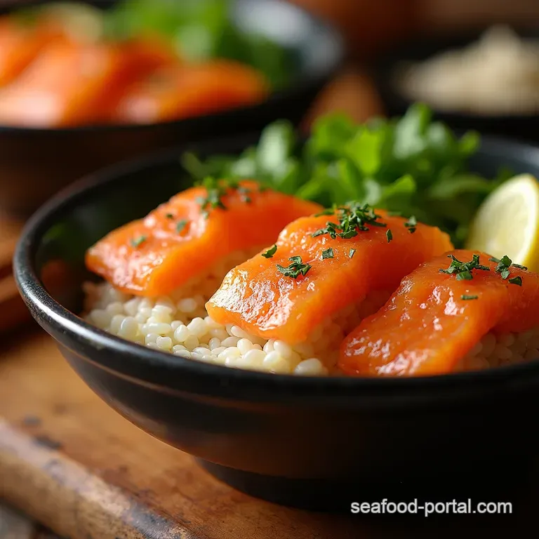 Deconstructed Baked Salmon Sushi Bowl presentation