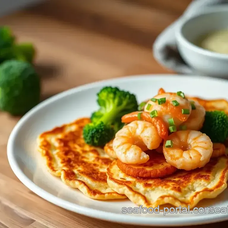 Crispy Fried Prawn Pancakes with Broccoli Delight