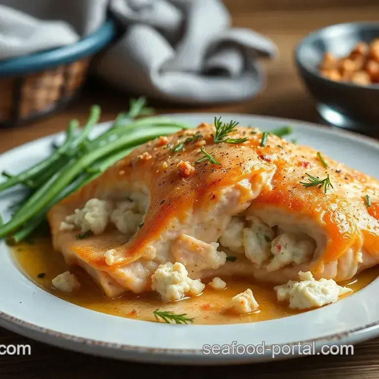 Baked Crab Stuffed Salmon with Creamy Filling