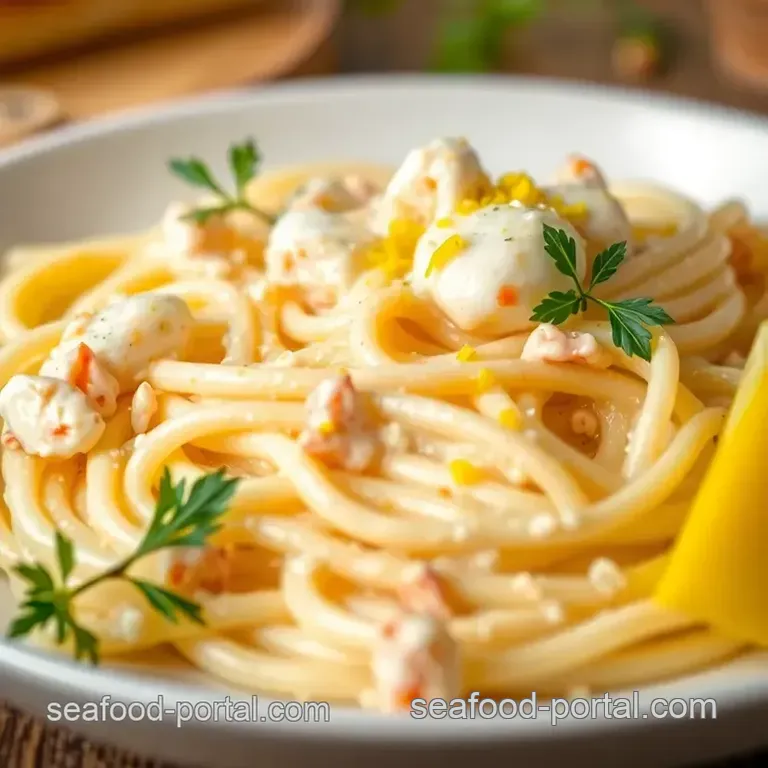 Creamy Crab Pasta with Lemon Zest presentation
