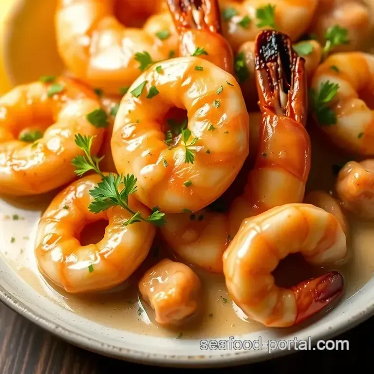 Sautéed Prawns in Creamy Garlic Sauce presentation