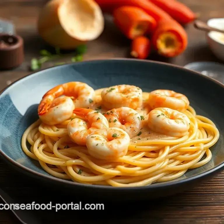 Cook Shrimp Pasta in Creamy Garlic Sauce