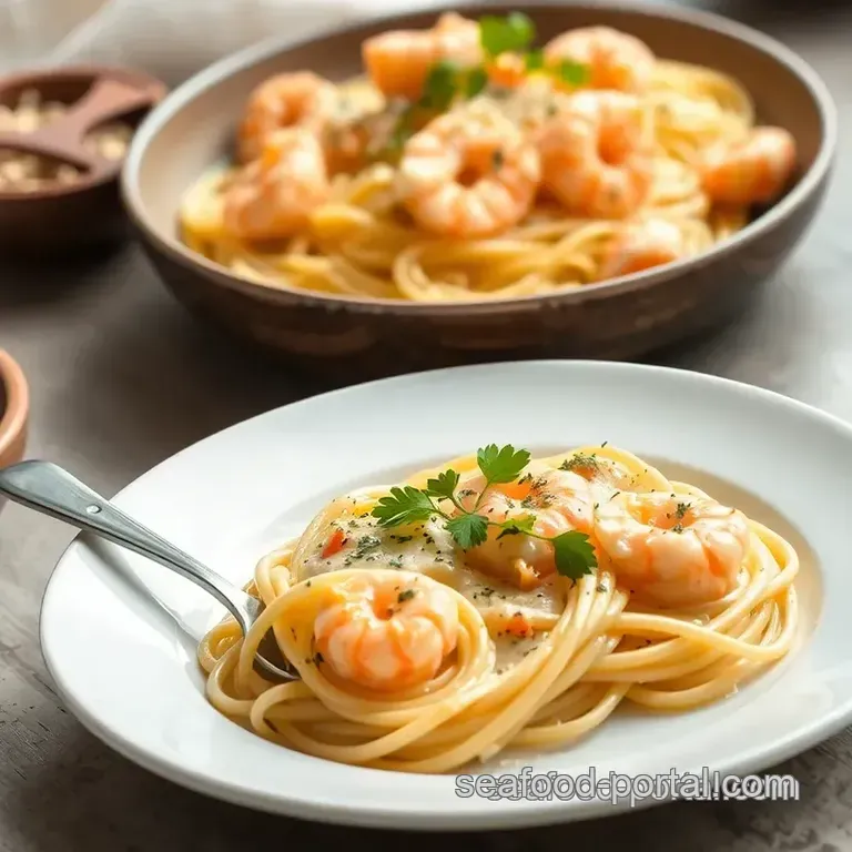 Quick Creamy Shrimp Pasta Delight presentation