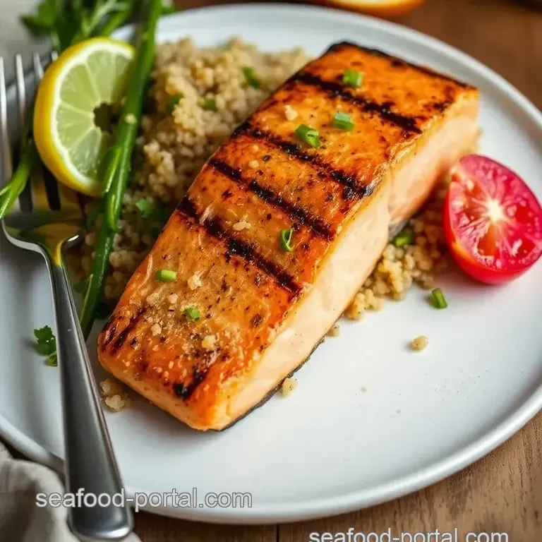 Garlic-Infused Grilled Salmon with Fluffy Quinoa presentation