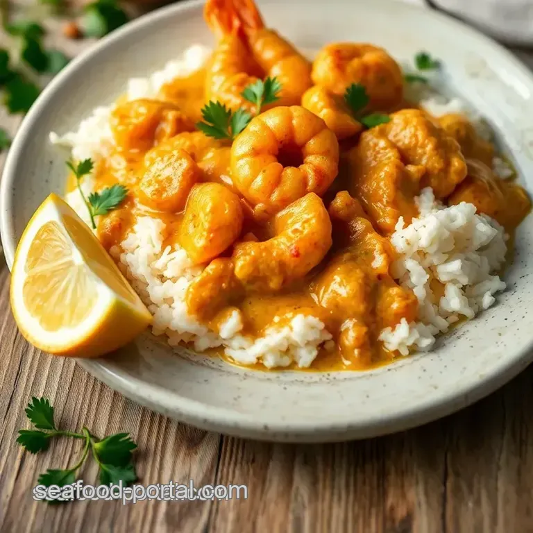 Saut&eacute;ed Prawn Curry with Creamy Coconut presentation