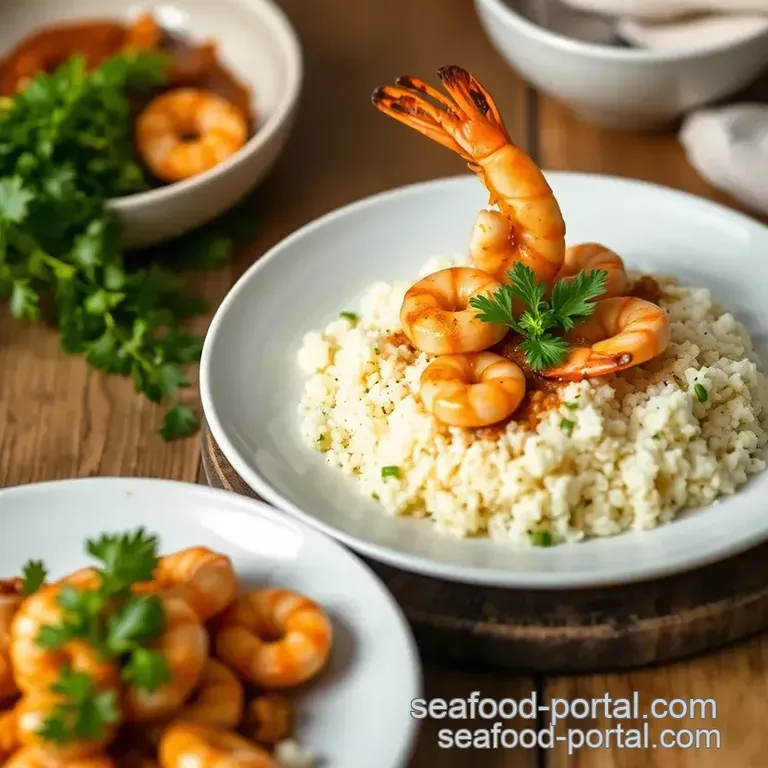 Sautéed Prawns with Fluffy Couscous Delight presentation