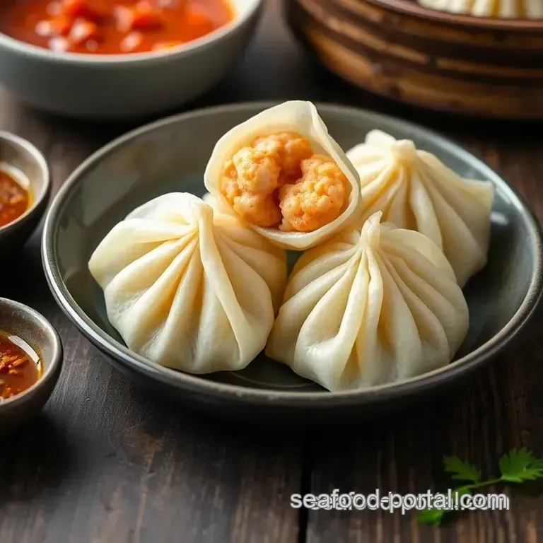 Steamed Prawn Dimsums with Delicious Filling presentation