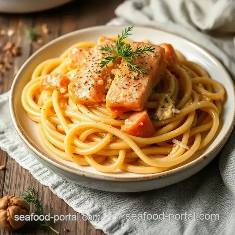Creamy Salmon Pasta Delight presentation