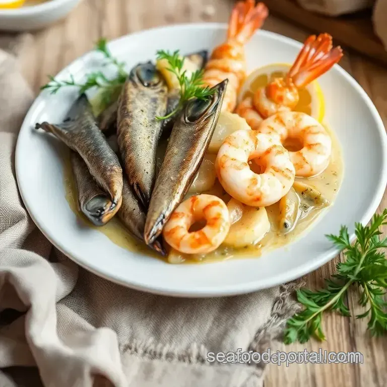 Zesty Sautéed Sardines & Prawns in Lemon Sauce presentation