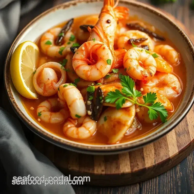 Quick Squid and Prawn Medley Delight presentation