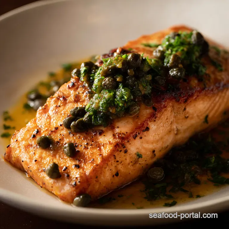 DijonCaper Salmon with Roasted Cauliflower presentation