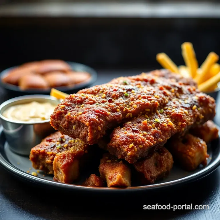 Double-Fried Sticky BBQ Ribs presentation
