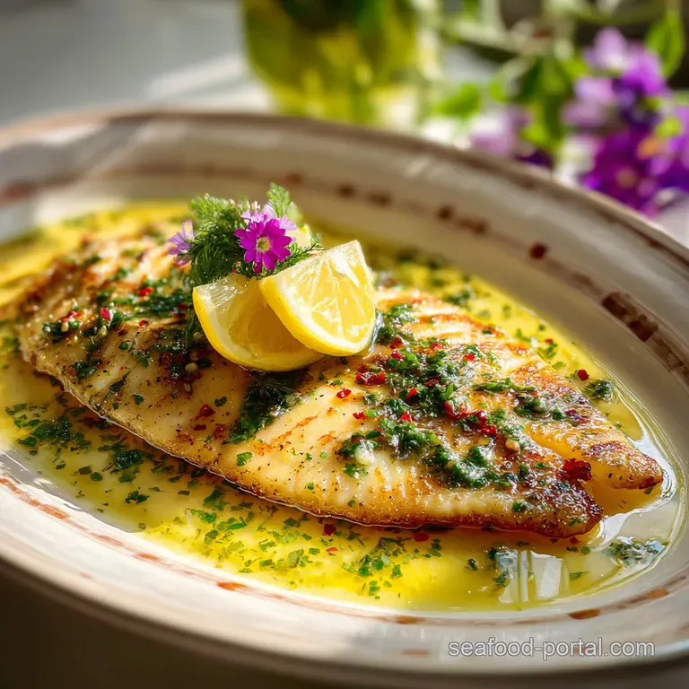 Flaky, baked Dover sole draped elegantly over vibrant green asparagus spears, a lemon wedge adding a pop of color.