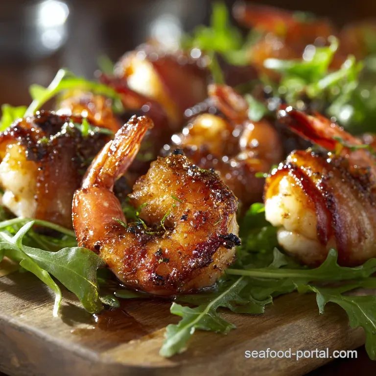 Bacon Wrapped Shrimp Appetizer: Sticky Maple-Glazed Prawns (The Perfect Party Nibble) presentation