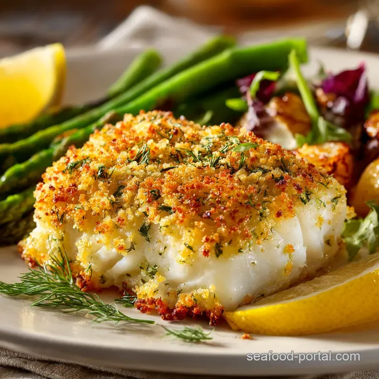 Baked Halibut: Elegant with Lemon-Dill Panko Crust presentation